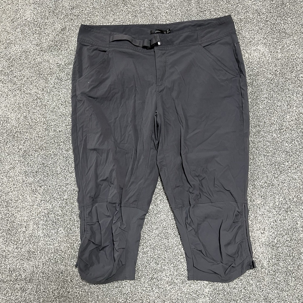 prAna Womens 12 Gray Hiking Capri Pants Outdoor Lightweight Stretch